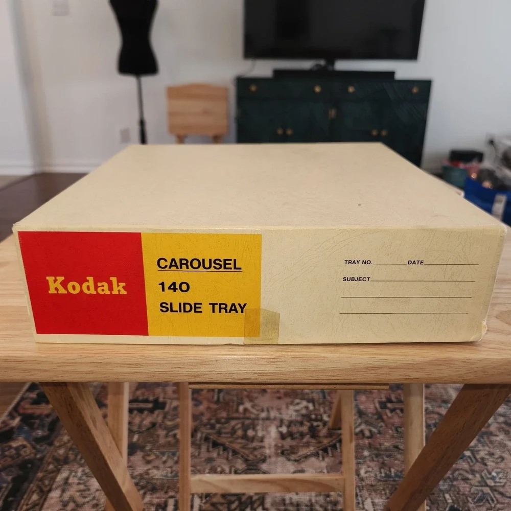 Genuine Vintage Kodak Black Carousel 140 Slot Plastic Slide Tray In Original Box